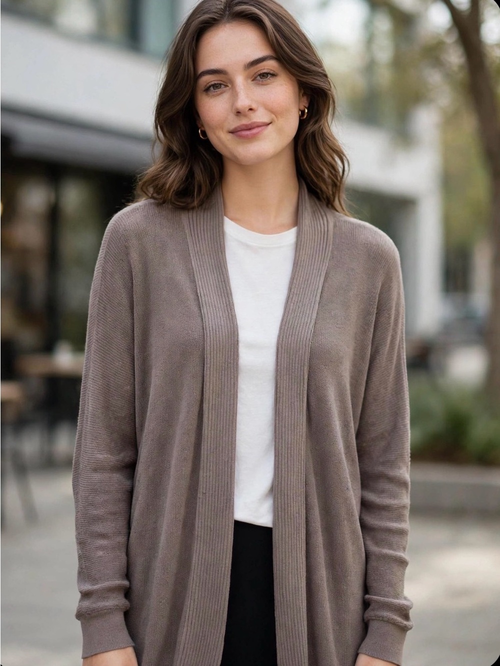 Express Women’s Taupe Open-Front Sweater Cardigan